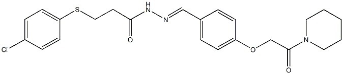 3-[(4-chlorophenyl)sulfanyl]-N'-{4-[2-oxo-2-(1-piperidinyl)ethoxy]benzylidene}propanohydrazide Struktur