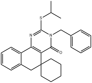 3-benzyl-2-(isopropylsulfanyl)-5,6-dihydrospiro(benzo[h]quinazoline-5,1'-cyclohexane)-4(3H)-one Struktur