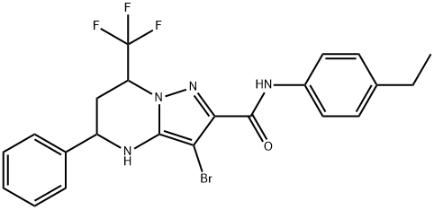 3-bromo-N-(4-ethylphenyl)-5-phenyl-7-(trifluoromethyl)-4,5,6,7-tetrahydropyrazolo[1,5-a]pyrimidine-2-carboxamide Struktur