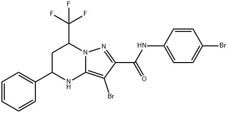 3-bromo-N-(4-bromophenyl)-5-phenyl-7-(trifluoromethyl)-4,5,6,7-tetrahydropyrazolo[1,5-a]pyrimidine-2-carboxamide Struktur