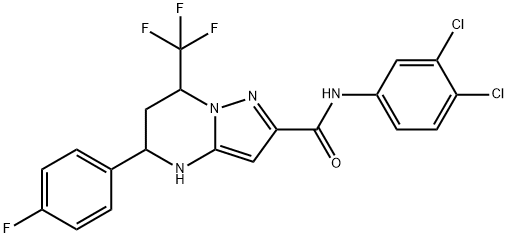 N-(3,4-dichlorophenyl)-5-(4-fluorophenyl)-7-(trifluoromethyl)-4,5,6,7-tetrahydropyrazolo[1,5-a]pyrimidine-2-carboxamide Struktur