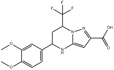 5-(3,4-dimethoxyphenyl)-7-(trifluoromethyl)-4,5,6,7-tetrahydropyrazolo[1,5-a]pyrimidine-2-carboxylic acid Struktur