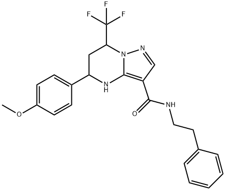 5-(4-methoxyphenyl)-N-(2-phenylethyl)-7-(trifluoromethyl)-4,5,6,7-tetrahydropyrazolo[1,5-a]pyrimidine-3-carboxamide Struktur