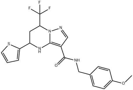 N-(4-methoxybenzyl)-5-(2-thienyl)-7-(trifluoromethyl)-4,5,6,7-tetrahydropyrazolo[1,5-a]pyrimidine-3-carboxamide Struktur