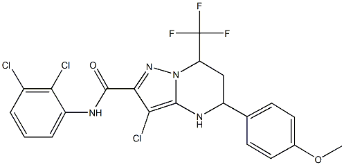 3-chloro-N-(2,3-dichlorophenyl)-5-(4-methoxyphenyl)-7-(trifluoromethyl)-4,5,6,7-tetrahydropyrazolo[1,5-a]pyrimidine-2-carboxamide Struktur