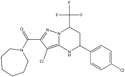 2-(azepan-1-ylcarbonyl)-3-chloro-5-(4-chlorophenyl)-7-(trifluoromethyl)-4,5,6,7-tetrahydropyrazolo[1,5-a]pyrimidine Struktur