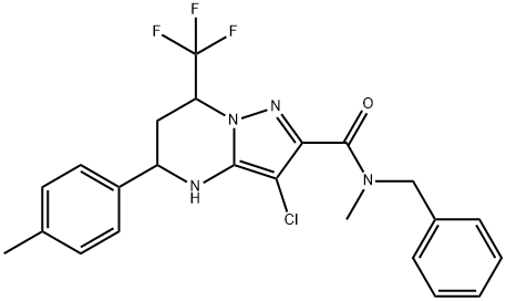 N-benzyl-3-chloro-N-methyl-5-(4-methylphenyl)-7-(trifluoromethyl)-4,5,6,7-tetrahydropyrazolo[1,5-a]pyrimidine-2-carboxamide Struktur