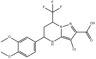 3-chloro-5-(3,4-dimethoxyphenyl)-7-(trifluoromethyl)-4,5,6,7-tetrahydropyrazolo[1,5-a]pyrimidine-2-carboxylic acid Struktur