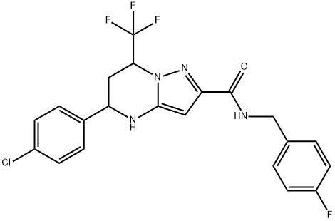 5-(4-chlorophenyl)-N-(4-fluorobenzyl)-7-(trifluoromethyl)-4,5,6,7-tetrahydropyrazolo[1,5-a]pyrimidine-2-carboxamide Struktur