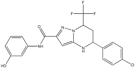 5-(4-chlorophenyl)-N-(3-hydroxyphenyl)-7-(trifluoromethyl)-4,5,6,7-tetrahydropyrazolo[1,5-a]pyrimidine-2-carboxamide Struktur