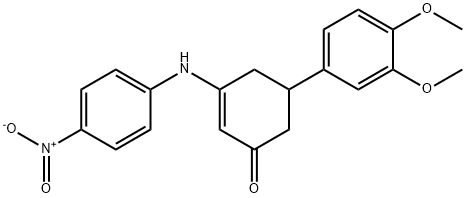 5-(3,4-dimethoxyphenyl)-3-{4-nitroanilino}-2-cyclohexen-1-one Struktur