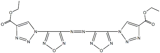 ethyl 1-[4-({4-[4-(ethoxycarbonyl)-1H-1,2,3-triazol-1-yl]-1,2,5-oxadiazol-3-yl}diazenyl)-1,2,5-oxadiazol-3-yl]-1H-1,2,3-triazole-4-carboxylate Struktur