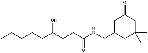 N'-(5,5-dimethyl-3-oxo-1-cyclohexen-1-yl)-4-hydroxynonanohydrazide Struktur