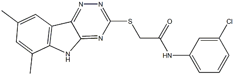 N-(3-chlorophenyl)-2-[(6,8-dimethyl-5H-[1,2,4]triazino[5,6-b]indol-3-yl)sulfanyl]acetamide Struktur