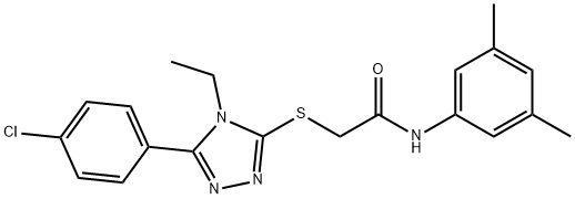 2-{[5-(4-chlorophenyl)-4-ethyl-4H-1,2,4-triazol-3-yl]sulfanyl}-N-(3,5-dimethylphenyl)acetamide Struktur