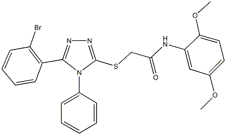 2-{[5-(2-bromophenyl)-4-phenyl-4H-1,2,4-triazol-3-yl]sulfanyl}-N-(2,5-dimethoxyphenyl)acetamide Struktur