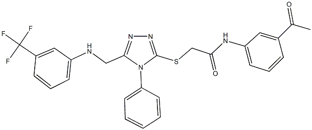 N-(3-acetylphenyl)-2-[(4-phenyl-5-{[3-(trifluoromethyl)anilino]methyl}-4H-1,2,4-triazol-3-yl)sulfanyl]acetamide Struktur