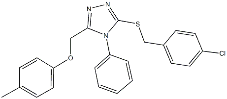 3-[(4-chlorobenzyl)sulfanyl]-5-[(4-methylphenoxy)methyl]-4-phenyl-4H-1,2,4-triazole Struktur