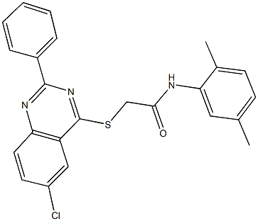 2-[(6-chloro-2-phenyl-4-quinazolinyl)sulfanyl]-N-(2,5-dimethylphenyl)acetamide Struktur