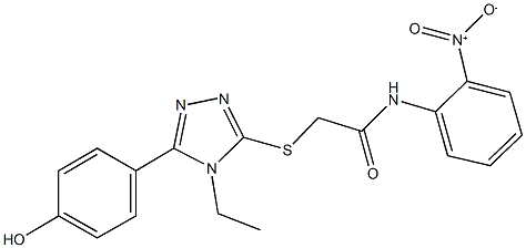 2-{[4-ethyl-5-(4-hydroxyphenyl)-4H-1,2,4-triazol-3-yl]sulfanyl}-N-{2-nitrophenyl}acetamide Struktur