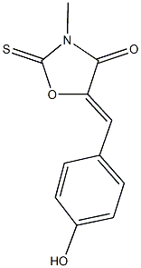 5-(4-hydroxybenzylidene)-3-methyl-2-thioxo-1,3-oxazolidin-4-one Struktur