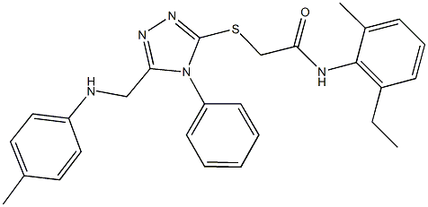 N-(2-ethyl-6-methylphenyl)-2-{[4-phenyl-5-(4-toluidinomethyl)-4H-1,2,4-triazol-3-yl]sulfanyl}acetamide Struktur