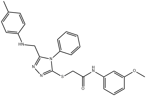 N-(3-methoxyphenyl)-2-{[4-phenyl-5-(4-toluidinomethyl)-4H-1,2,4-triazol-3-yl]sulfanyl}acetamide Struktur