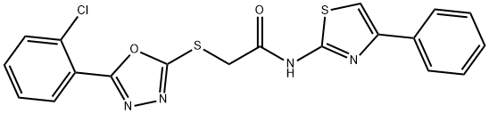 2-{[5-(2-chlorophenyl)-1,3,4-oxadiazol-2-yl]sulfanyl}-N-(4-phenyl-1,3-thiazol-2-yl)acetamide Struktur