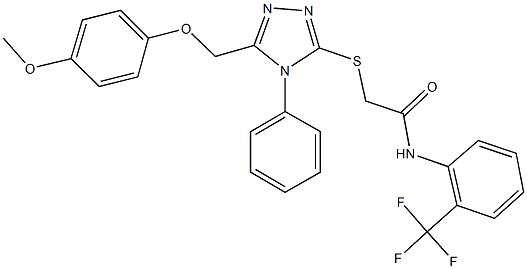 2-({5-[(4-methoxyphenoxy)methyl]-4-phenyl-4H-1,2,4-triazol-3-yl}sulfanyl)-N-[2-(trifluoromethyl)phenyl]acetamide Struktur