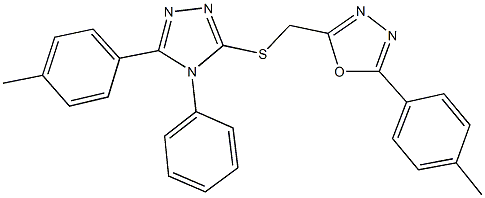 2-(4-methylphenyl)-5-({[5-(4-methylphenyl)-4-phenyl-4H-1,2,4-triazol-3-yl]sulfanyl}methyl)-1,3,4-oxadiazole Struktur