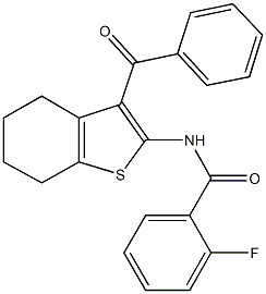 N-(3-benzoyl-4,5,6,7-tetrahydro-1-benzothien-2-yl)-2-fluorobenzamide Struktur