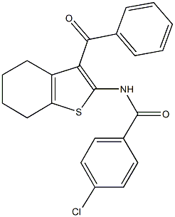 N-(3-benzoyl-4,5,6,7-tetrahydro-1-benzothien-2-yl)-4-chlorobenzamide Struktur