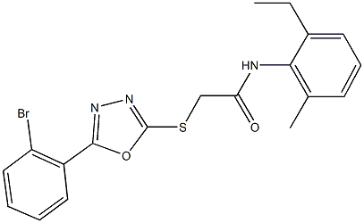 2-{[5-(2-bromophenyl)-1,3,4-oxadiazol-2-yl]sulfanyl}-N-(2-ethyl-6-methylphenyl)acetamide Struktur