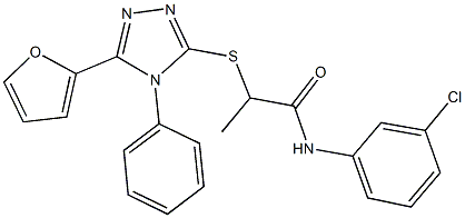 N-(3-chlorophenyl)-2-{[5-(2-furyl)-4-phenyl-4H-1,2,4-triazol-3-yl]sulfanyl}propanamide Struktur