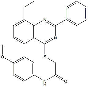 2-[(8-ethyl-2-phenyl-4-quinazolinyl)sulfanyl]-N-(4-methoxyphenyl)acetamide Struktur