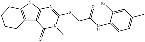 N-(2-bromo-4-methylphenyl)-2-[(3-methyl-4-oxo-3,4,5,6,7,8-hexahydro[1]benzothieno[2,3-d]pyrimidin-2-yl)sulfanyl]acetamide Struktur