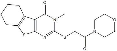 3-methyl-2-{[2-(4-morpholinyl)-2-oxoethyl]sulfanyl}-5,6,7,8-tetrahydro[1]benzothieno[2,3-d]pyrimidin-4(3H)-one Struktur