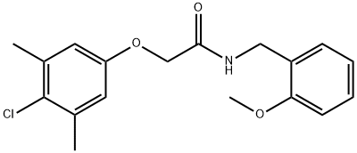 2-(4-chloro-3,5-dimethylphenoxy)-N-(2-methoxybenzyl)acetamide Struktur