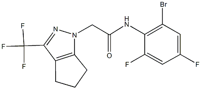 N-(2-bromo-4,6-difluorophenyl)-2-(3-(trifluoromethyl)-5,6-dihydrocyclopenta[c]pyrazol-1(4H)-yl)acetamide Struktur