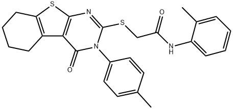 N-(2-methylphenyl)-2-{[3-(4-methylphenyl)-4-oxo-3,4,5,6,7,8-hexahydro[1]benzothieno[2,3-d]pyrimidin-2-yl]sulfanyl}acetamide Struktur