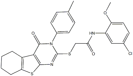 N-(5-chloro-2-methoxyphenyl)-2-{[3-(4-methylphenyl)-4-oxo-3,4,5,6,7,8-hexahydro[1]benzothieno[2,3-d]pyrimidin-2-yl]sulfanyl}acetamide Struktur