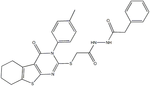 2-{[3-(4-methylphenyl)-4-oxo-3,4,5,6,7,8-hexahydro[1]benzothieno[2,3-d]pyrimidin-2-yl]sulfanyl}-N'-(phenylacetyl)acetohydrazide Struktur