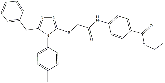 ethyl 4-[({[5-benzyl-4-(4-methylphenyl)-4H-1,2,4-triazol-3-yl]sulfanyl}acetyl)amino]benzoate Struktur