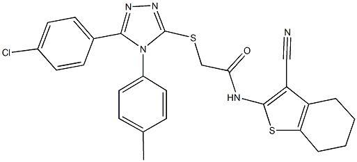 2-{[5-(4-chlorophenyl)-4-(4-methylphenyl)-4H-1,2,4-triazol-3-yl]sulfanyl}-N-(3-cyano-4,5,6,7-tetrahydro-1-benzothien-2-yl)acetamide Struktur