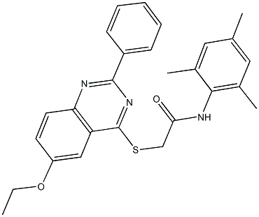 2-[(6-ethoxy-2-phenyl-4-quinazolinyl)sulfanyl]-N-mesitylacetamide Struktur