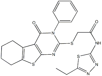 N-(5-ethyl-1,3,4-thiadiazol-2-yl)-2-[(4-oxo-3-phenyl-3,4,5,6,7,8-hexahydro[1]benzothieno[2,3-d]pyrimidin-2-yl)sulfanyl]acetamide Struktur