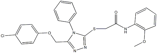 2-({5-[(4-chlorophenoxy)methyl]-4-phenyl-4H-1,2,4-triazol-3-yl}sulfanyl)-N-(2-methoxyphenyl)acetamide Struktur