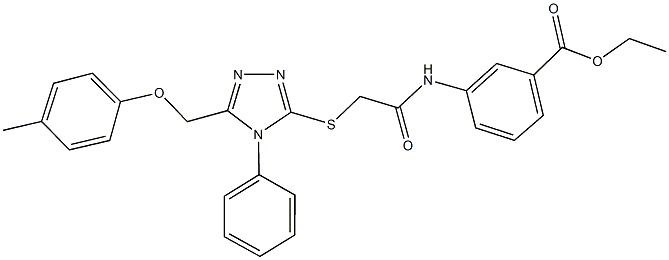 ethyl 3-{[({5-[(4-methylphenoxy)methyl]-4-phenyl-4H-1,2,4-triazol-3-yl}sulfanyl)acetyl]amino}benzoate Struktur