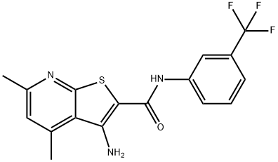 3-amino-4,6-dimethyl-N-[3-(trifluoromethyl)phenyl]thieno[2,3-b]pyridine-2-carboxamide Struktur