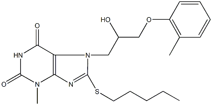 7-[2-hydroxy-3-(2-methylphenoxy)propyl]-3-methyl-8-(pentylsulfanyl)-3,7-dihydro-1H-purine-2,6-dione Struktur